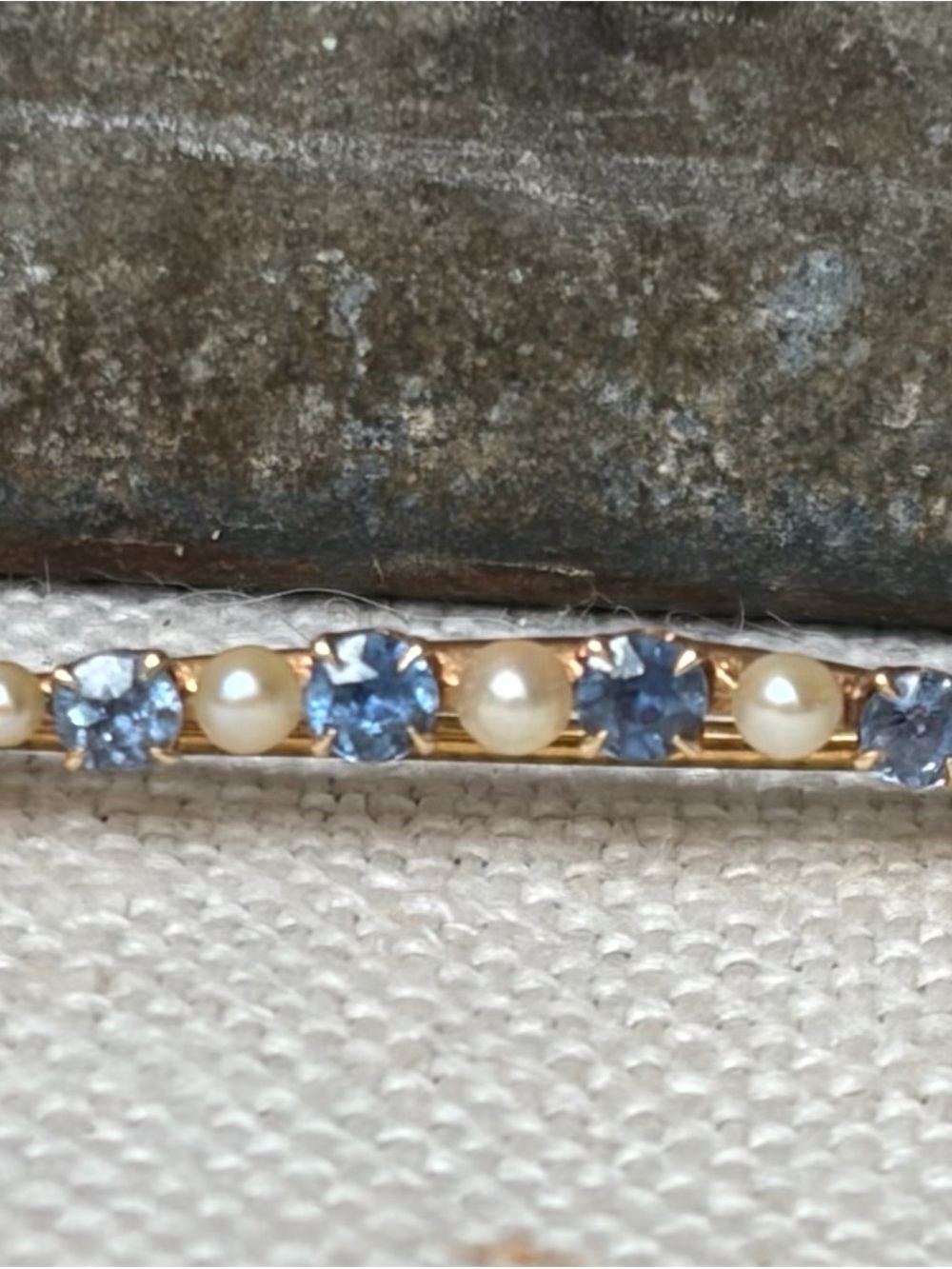 Antique 14k Sapphire & Seed Pearl Brooch Pin